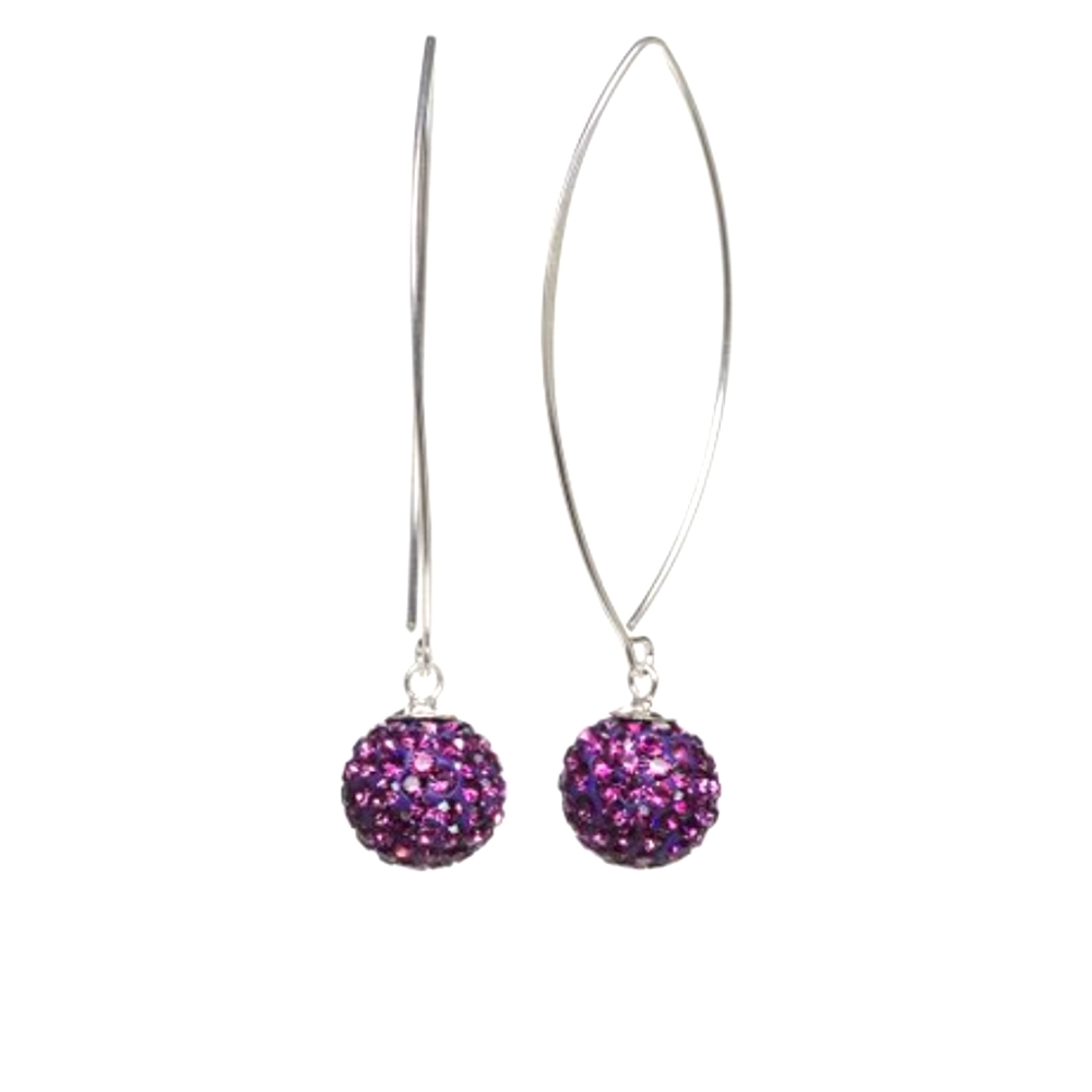 925 Sterling Swarovski Ball Threader Earrings